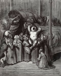 Illustration till boken Gargantua and Pantagruel av Rabelais, 1854. av Gustave Dore