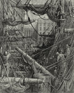I London Docks. Gravyr: Gustave Doré. Från: "London - A Pilgrimage", text av W. B. Jerrold, graverad C. Maurant, 1872. av Gustave Dore