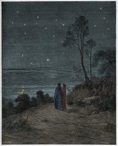 Inferno, Canto 2: Den första nattens mörknande himmel, illustration från "The Divine Comedy" av Dante Alighieri, 1885 av Gustave Dore