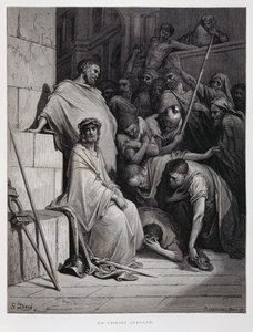 Förolämpningar mot Kristus under hans rättegång, Illustration från Dore-bibeln av Gustave Dore