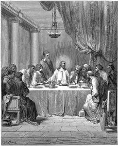 Jesus och hans lärjungar vid den sista måltiden, 1866 av Gustave Dore
