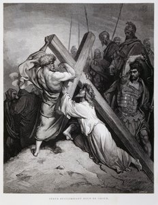 Jesus bär korset, illustration från Dore-bibeln av Gustave Dore
