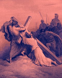 Jesus faller under korset - Bibeln av Gustave Dore