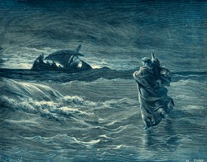 Jesus går på havet - Bibeln av Gustave Dore