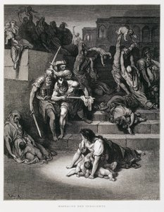 Kung Herodes beordrar massakern på de oskyldiga, Illustration från Dore-bibeln av Gustave Dore