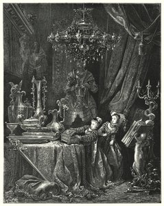 Det blå skägget; Blått skägg (gravyr) av Gustave Dore