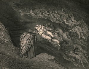 Kärlek förde oss till en död: Caina väntar på själen, som splittrade vårt liv, c1890. av Gustave Dore