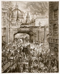 Ludgate Hill, från "London, a Pilgrimage", skriven av William Blanchard Jerrold (1826-94) pub. 1872 av Gustave Dore