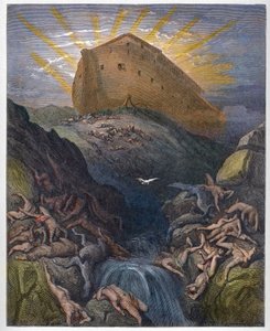 Noaks ark - Duvan skickad ut från arken - Duvan skickad från arken av Noe - Gravyr från "" The Bible illustree" av Gustave Dore (1832-1883) - Gravyr från "" The Dore Bible" av Gustave Dore