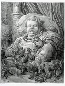 Pantagruel omger kor - i "" Gargantua"" av Rabelais, ill. Gustave Dore av Gustave Dore