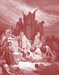 Jerusalems pest, gravyr av Doré. - Bibeln av Gustave Dore