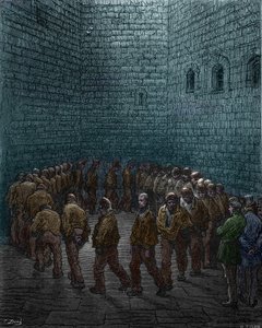 Fångar som går runt på gården till Westgate-fängelset i London, av Gustave Dore av Gustave Dore