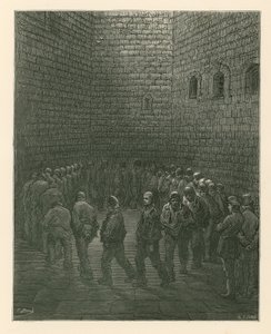 Fångar i Newgate Prison motionsgård av Gustave Dore
