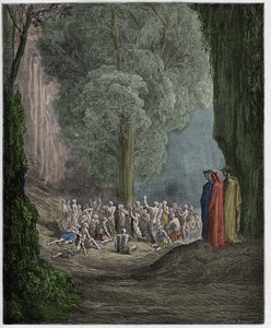 Purgatorio, Canto 24: De frossande själarna som ropar under trädet, illustration från "Den gudomliga komedin" av Dante Alighieri, 1885 av Gustave Dore