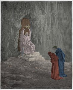 Purgatorio, Canto 9: Dante och Vergilius vid skärseldens portaler, illustration från "Den gudomliga komedin" av Dante Alighieri, 1885 av Gustave Dore