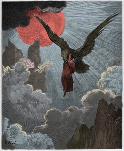 Purgatorio, Canto 9: Dante, i en dröm, bärs bort av en örn, illustration från "Den gudomliga komedin" av Dante Alighieri, 1885 av Gustave Dore