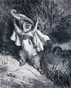 Puss in Boots, illustration av Gustave Dore (1832-1883) till sagan av Charles Perrault (1628-1703) av Gustave Dore