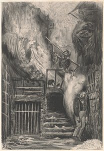 Rue de la Vieille Lanterne [Gérard de Nervals självmord] av Gustave Dore