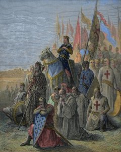 Saint Louis anländer framför Damietta - Erövring av den egyptiska staden vid korsningarna den 6 juni av Gustave Dore