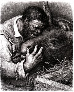 Sancho Panza gråter när han kysser sin åsna av Gustave Dore