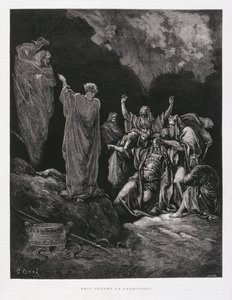 Saul och häxan i Endor, illustration från Dore-bibeln av Gustave Dore