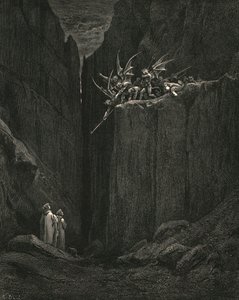 Knappt hade fötterna nått till den lägsta av sängen under, c1890. av Gustave Dore