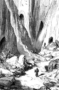 Sindbad sjöfararen (Sinbad) - berättelsen om de tusen och en (1001) nätterna - illustration av Gustave Dore - edition Maxwell 1865 - Andra resan: Sindbat upptäcker en dal med diamanter, men som tyvärr är ockuperad av jätteormar. Han kommer att ta refu av Gustave Dore