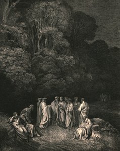 Så jag såg förenade den ljusa skolan av honom, monarken för den sublimaste sången, c1890. av Gustave Dore