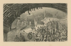 Åskådare som tittar på en båttävling av Gustave Dore