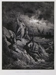Paulus landstiger på Malta, illustration från Dore-bibeln av Gustave Dore