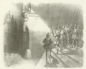Överraskad av väktarna - Henrik IV:s regeringstid (djuptryck) av Gustave Dore