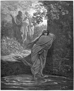 Suzanne i badet: illustration av Gustave Dore (1832-1883) för The Bible av Gustave Dore