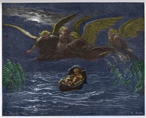 Barnet Moses på Nilen omgiven av skyddsänglarna - av Gustave Dore