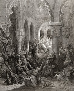 Korsfararna massakerar invånarna i Caesarea, illustration från 