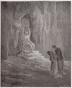 The Divine Comedy (La Divina Comedia, La Divine Comedie), Purgatorio, Canto 9: Dante and Vergilius at the portals of Purgatory - av Dante Alighieri (1265-1321) - Illustration av Gustave Dore (1832-1883) av Gustave Dore
