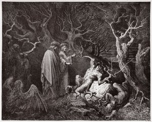 Den gudomliga komedin (La Divina Commedia, La Divine Comedie), Inferno, Canto 13: Självmorden i skogen - av Dante Alighieri (1265-1321) - Illustration av Gustave Dore (1832-1883) av Gustave Dore