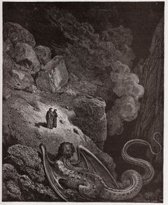 The Divine Comedy (La Divina Commedia, La Divine Comedie), Inferno, Canto 17: Geryon, symbol för svek - av Dante Alighieri (1265-1321) - Illustration av Gustave Dore (1832-1883) av Gustave Dore