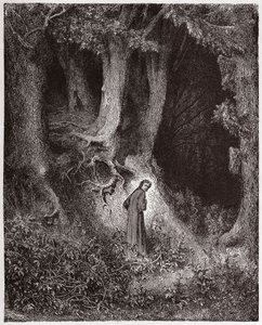 Den gudomliga komedin (La Divina Commedia, La Divine Comedie), Inferno, Canto 1: Dante i den vilda skogen - av Dante Alighieri (1265-1321) - Illustration av Gustave Dore (1832-1883) av Gustave Dore