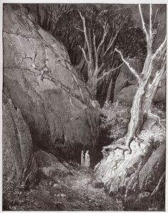 The Divine Comedy (La Divina Commedia, La Divine Comedie), Inferno, Canto 1: Virgil och Dante börjar sin resa - av Dante Alighieri (1265-1321) - Illustration av Gustave Dore (1832-1883) av Gustave Dore