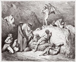 The Divine Comedy (La Divina Commedia, La Divine Comedie), Inferno, Canto 28: Stympade sårar av oenighet i den nionde bolgia - av Dante Alighieri (1265-1321) - Illustration av Gustave Dore (1832-1883) av Gustave Dore