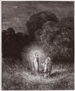 Den gudomliga komedin (La Divina Commedia, La Divine Comedie), Inferno, Canto 2: Beatrice och Vergilius - av Dante Alighieri (1265-1321) - Illustration av Gustave Dore (1832-1883) av Gustave Dore
