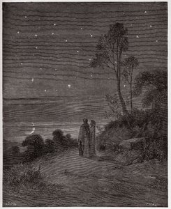 The Divine Comedy (La Divina Commedia, La Divine Comedie), Inferno, Canto 2: The darkening sky of the first night - av Dante Alighieri (1265-1321) - Illustration av Gustave Dore (1832-1883) av Gustave Dore
