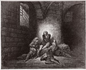 Den gudomliga komedin (La Divina Commedia, La Divine Comedie), Inferno, Canto 33: Ugolino och hans söner immurerade och svältande - av Dante Alighieri (1265-1321) - Illustration av Gustave Dore (1832-1883) av Gustave Dore