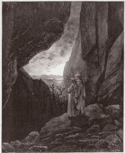 Den gudomliga komedin (La Divina Commedia, La Divine Comedie), Inferno, Canto 34: Vergilius och Dante stiger upp till den övre världen - av Dante Alighieri (1265-1321) - Illustration av Gustave Dore (1832-1883) av Gustave Dore