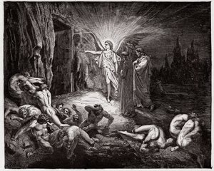 Den gudomliga komedin (La Divina Commedia, La Divine Comedie), Inferno, Canto 9: Ängeln öppnar portarna - av Dante Alighieri (1265-1321) - Illustration av Gustave Dore (1832-1883) av Gustave Dore