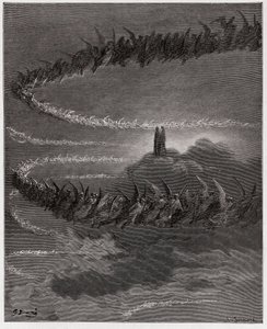 Den gudomliga komedin (La Divina Commedia, La Divine Comedie), Paradiso, Canto 18: I Jupiters sfär cirklar de välsignade själarna för att forma bokstäver - av Dante Alighieri (1265-1321) - Illustration av Gustave Dore (1832-1883) av Gustave Dore
