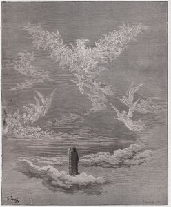 The Divine Comedy (La Divina Commedia, La Divine Comedie), Paradiso, Canto 19: De välsignade själarna bildar en örn på himlen - av Dante Alighieri (1265-1321) - Illustration av Gustave Dore (1832-1883) av Gustave Dore