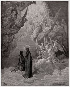 The Divine Comedy (La Divina Commedia, La Divine Comedie), Paradiso, Canto 20: The luminous souls sing - av Dante Alighieri (1265-1321) - Illustration av Gustave Dore (1832-1883) av Gustave Dore