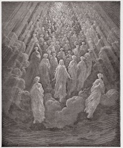 The Divine Comedy (La Divina Commedia, La Divine Comedie), Paradiso, Canto 5: Värden av otaliga glödande själar i det andra riket - av Dante Alighieri (1265-1321) - Illustration av Gustave Dore (1832-1883) av Gustave Dore