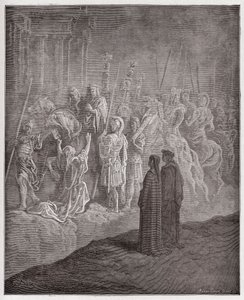 Den gudomliga komedin (La Divina Commedia, La Divine Comedie), Purgatorio, Canto 10: Marmorskulpturerna som skildrar stolthet - av Dante Alighieri (1265-1321) - Illustration av Gustave Dore (1832-1883) av Gustave Dore